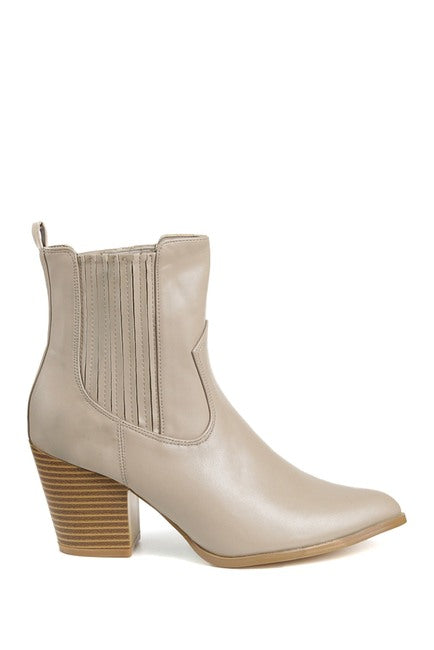 Lliana Pointed Toe Stack Heel Bootie